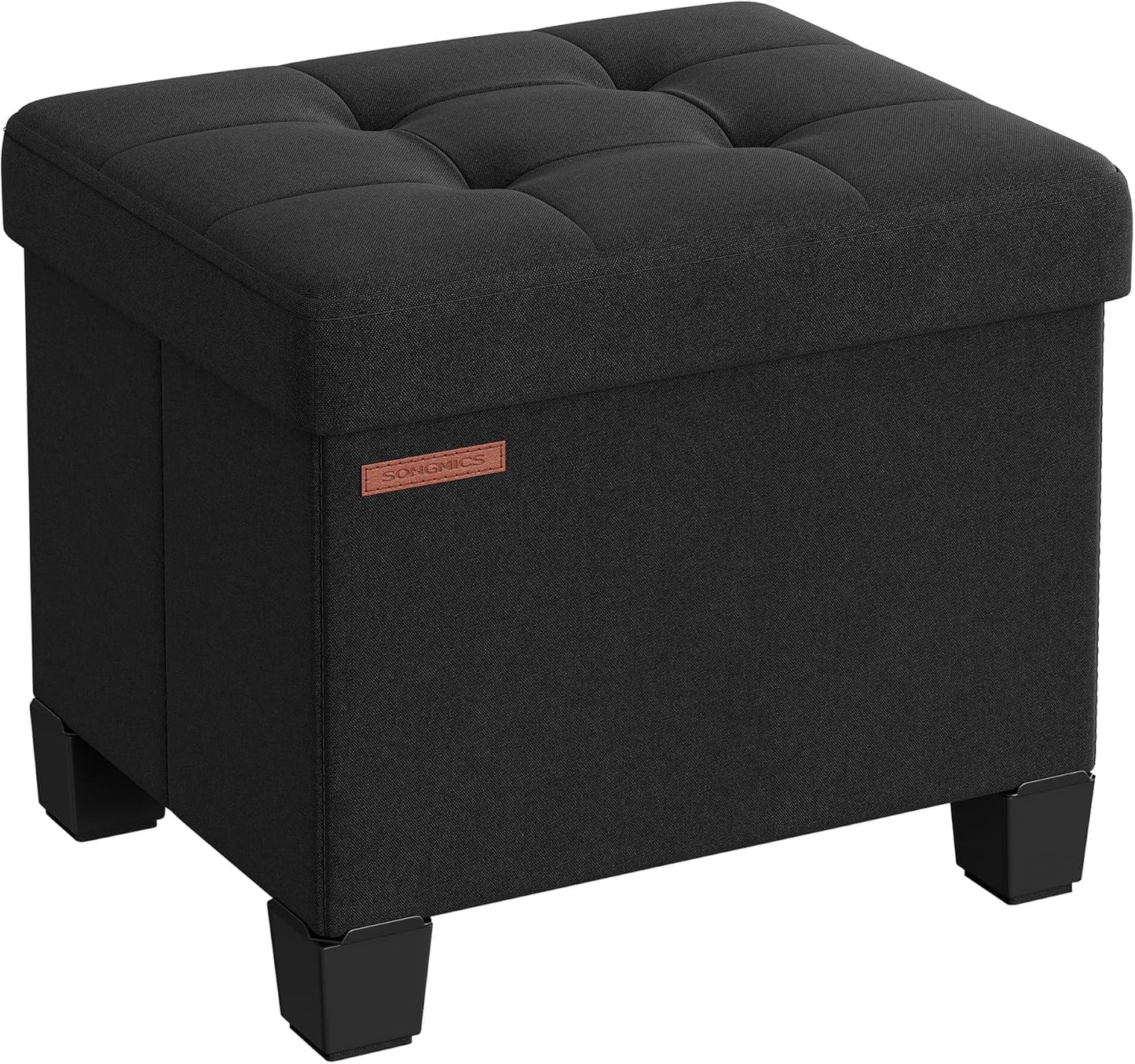 15 Inches Cube Storage Ottoman, Bedroom Bench with Storage, Foot Stool with Feet, Holds up to 660 Lb, Dark Gray ULSF14GYZ