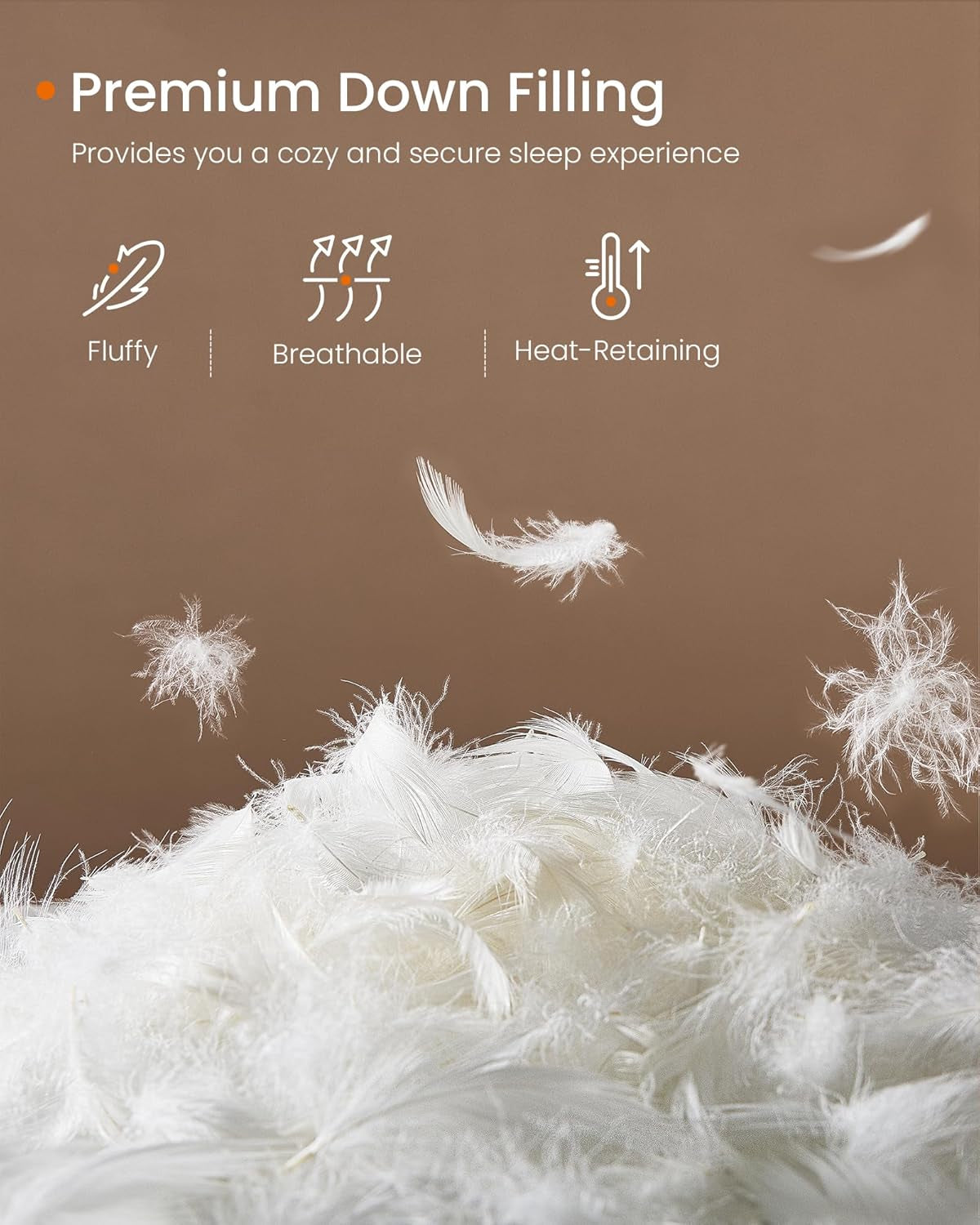 HOME down Comforter, Soft down Duvet, King Size Duvet Insert, Feather Comforter with Corner Loops, 65 Oz Filling, for All Seasons, Winter, Hotel, 106 X 90 Inches, Cloud White UTDC042W01
