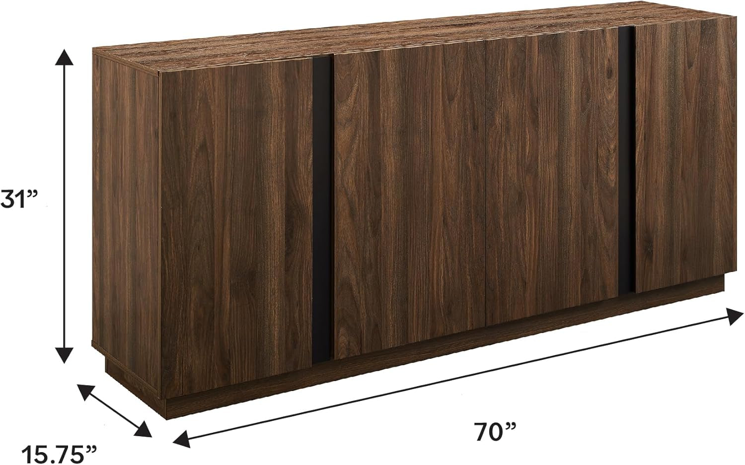 Liss Contemporary 4-Door Minimalist Sideboard, 70 Inch, Dark Walnut