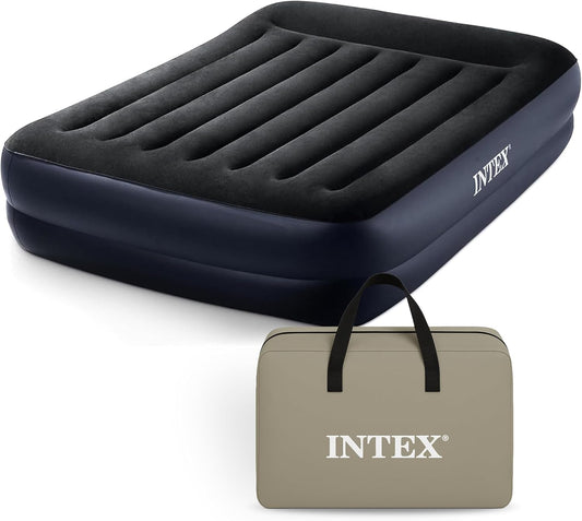 Air Mattress, 64123ED Dura-Beam plus Pillow Rest Fiber-Tech – Queen Size – Built-In Electric Pump – 16.5In Bed Height – 600Lb Weight Capacity