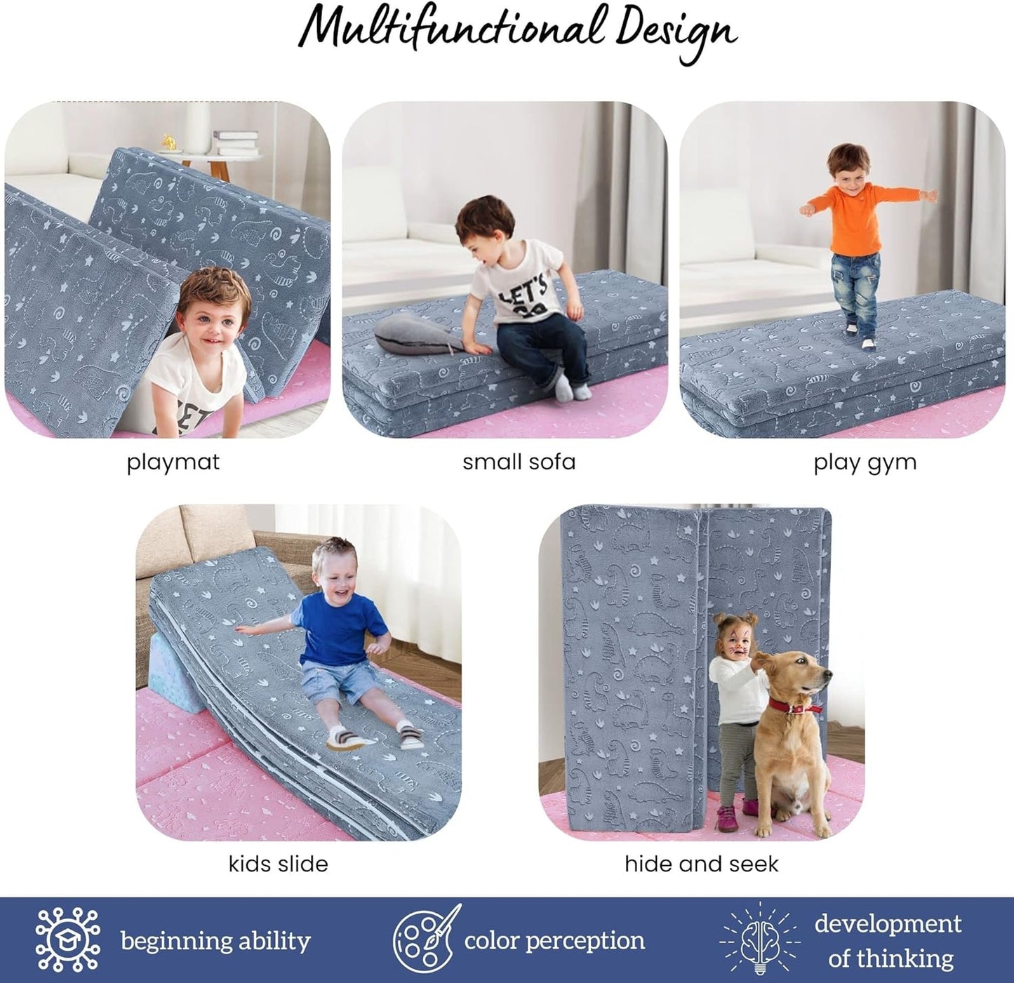 Kids Floor Futon Mattress, Play Mat Muscle Mat Large 6X4 FT, Thicken Foam Tatami Sleeping Pad for Playroom, Foldable Sleeping Crawling Pad for Children’S Play Area