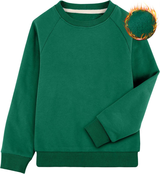 Boys Crewneck Sweatshirt Youth Fleece Sweatshirts Long Sleeve Basic Pullover Soft Warm Thin Fleece for Kids