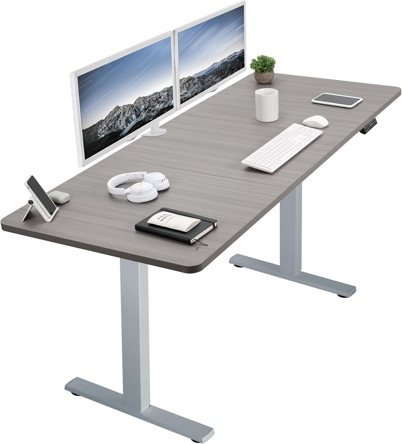 Electric 71 X 30 in Standing Desk, Memory Height Adjustment, 1B Series, Dark Gray Top Gray Frame, DESK-KIT-1G7G