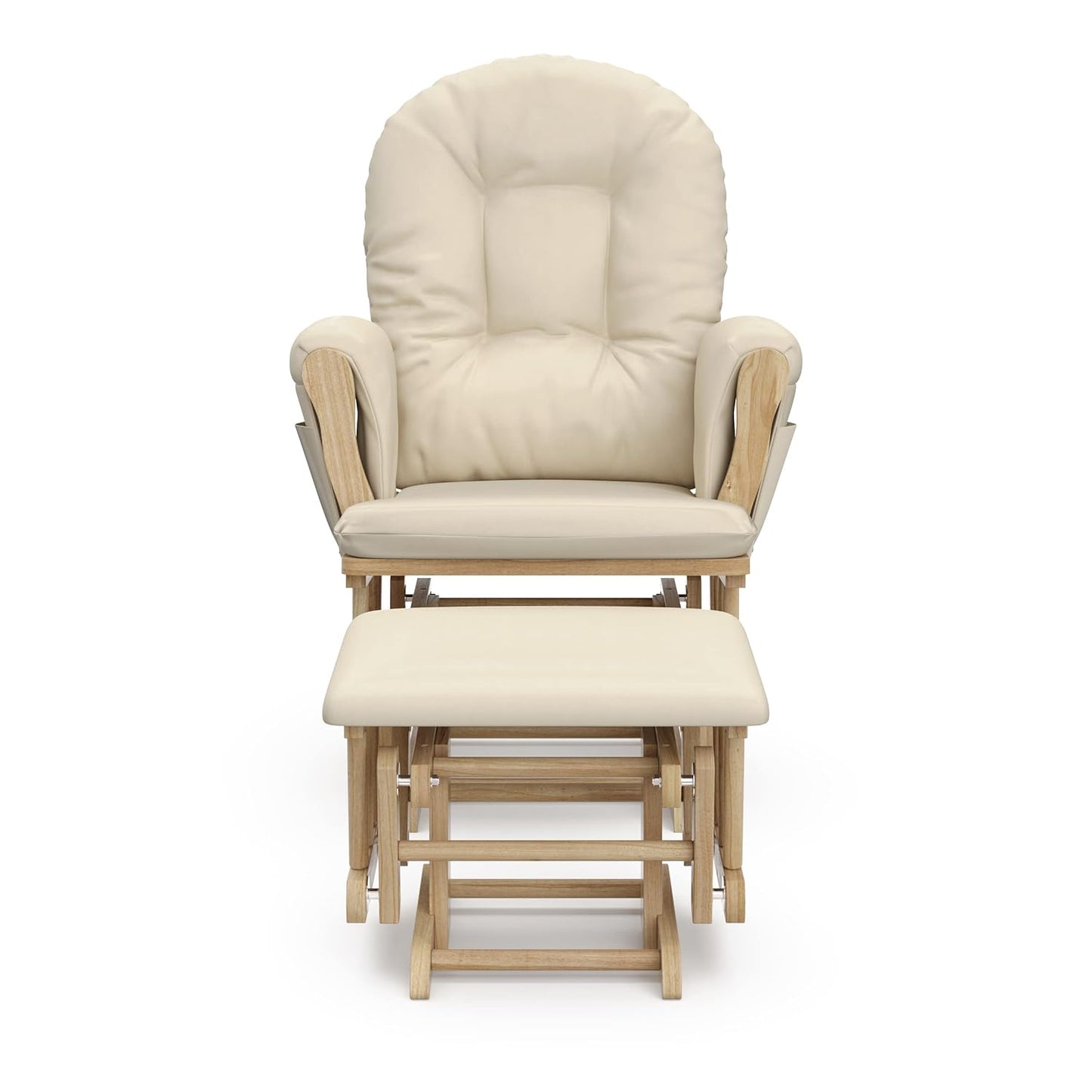 Premium Hoop Glider & Ottoman (Natural/Beige) — GREENGUARD Gold Certified Nursery Glider, Solid Wood Craftsmanship, Smooth-Gliding Nursery Chair and Ottoman, Award-Winning