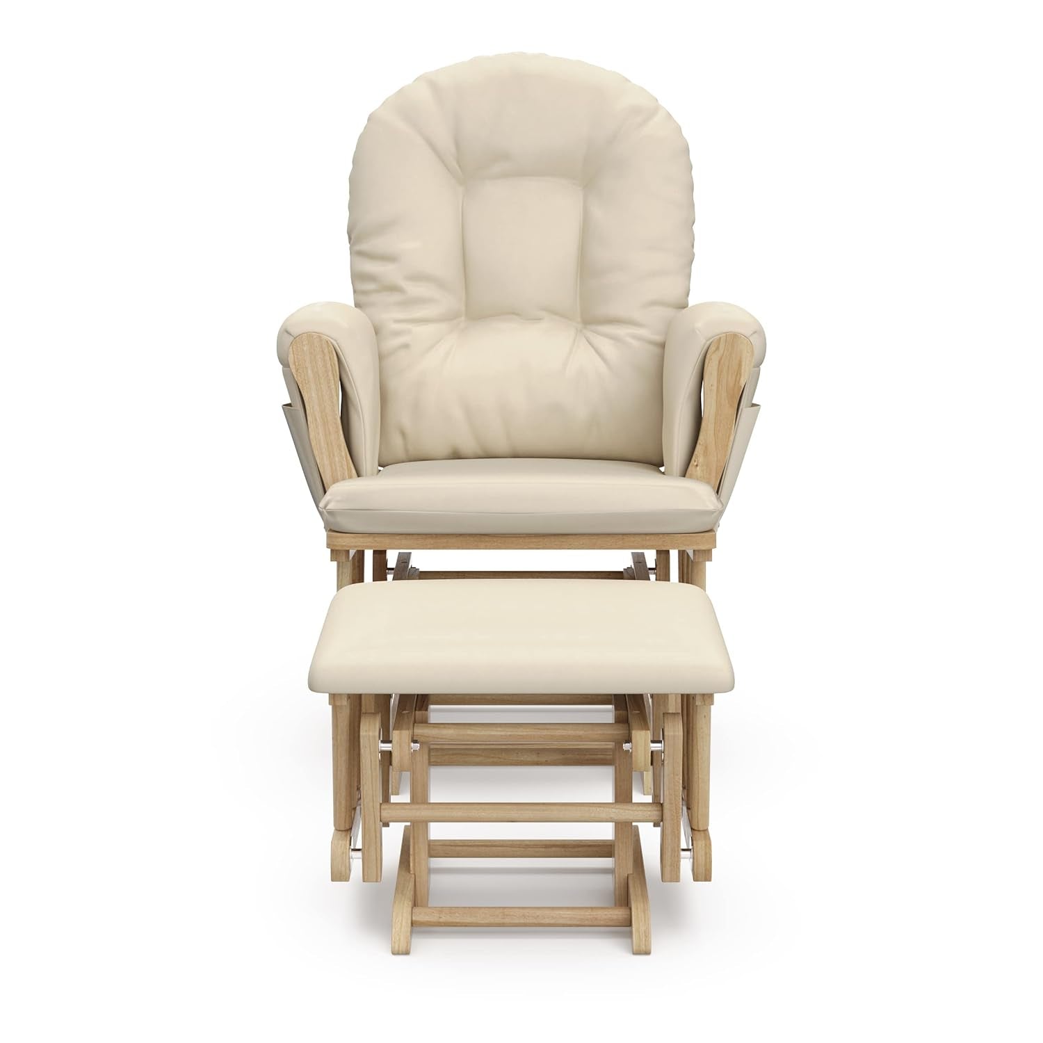 Premium Hoop Glider & Ottoman (Natural/Beige) — GREENGUARD Gold Certified Nursery Glider, Solid Wood Craftsmanship, Smooth-Gliding Nursery Chair and Ottoman, Award-Winning