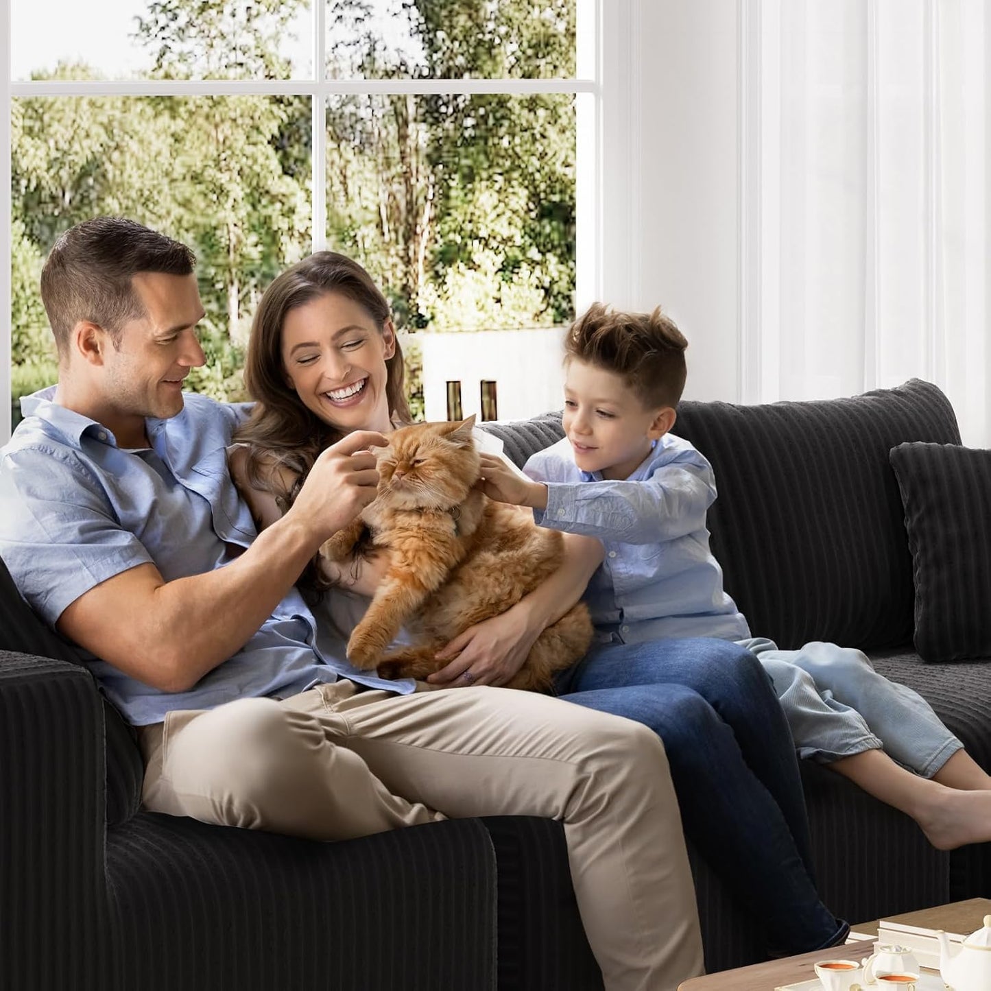 106" Modular Sectional Sofa, Modern Cloud Sectional Couch with Smarts Coil™ Support, L-Shape Boneless Couch for Living Room Apartments Bedroom, No Assembly Required (3 Seater + 1 Ottoman)