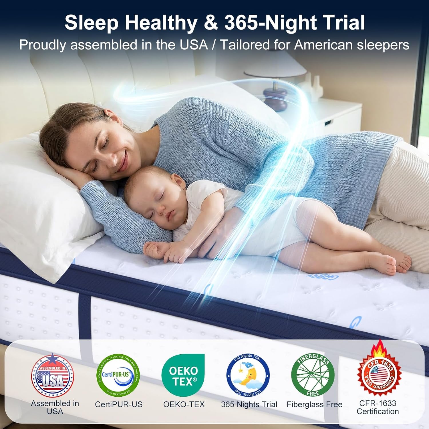 14 Inch King Mattress, Upgraded 7-Zoned Support Hybrid King Size Mattress in a Box with Cooling Gel Memory Foam & Pocket Coils for Back Pain Relief, Assembled in USA, Motion Isolation, Medium Firm