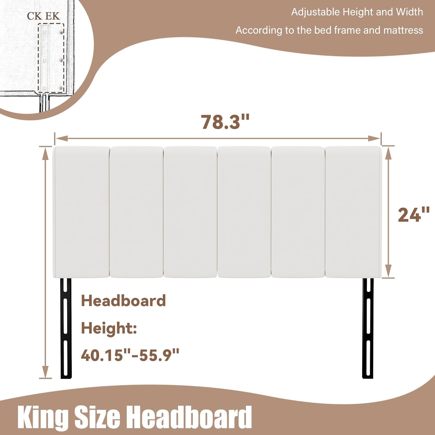 White Headboard King Size Upholstered Faux Leather Headboards King Bed Headboard Adjustable Height Head Board Panels