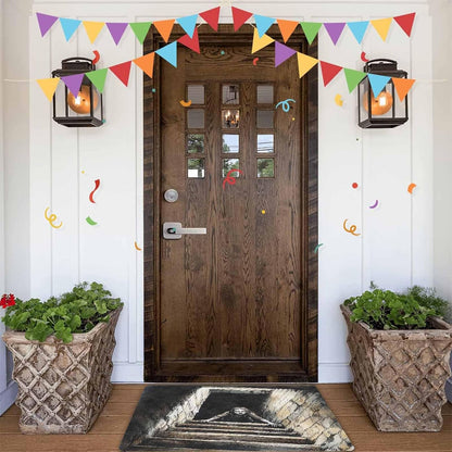 Halloween Door Mat Entryway Rug Black Crow Sitting at Night Welcome Matt Front Porch Rugs Doormat Outdoor Entrance Outdoor Rug Welcome Floor Mats, 18" X 30"Inch