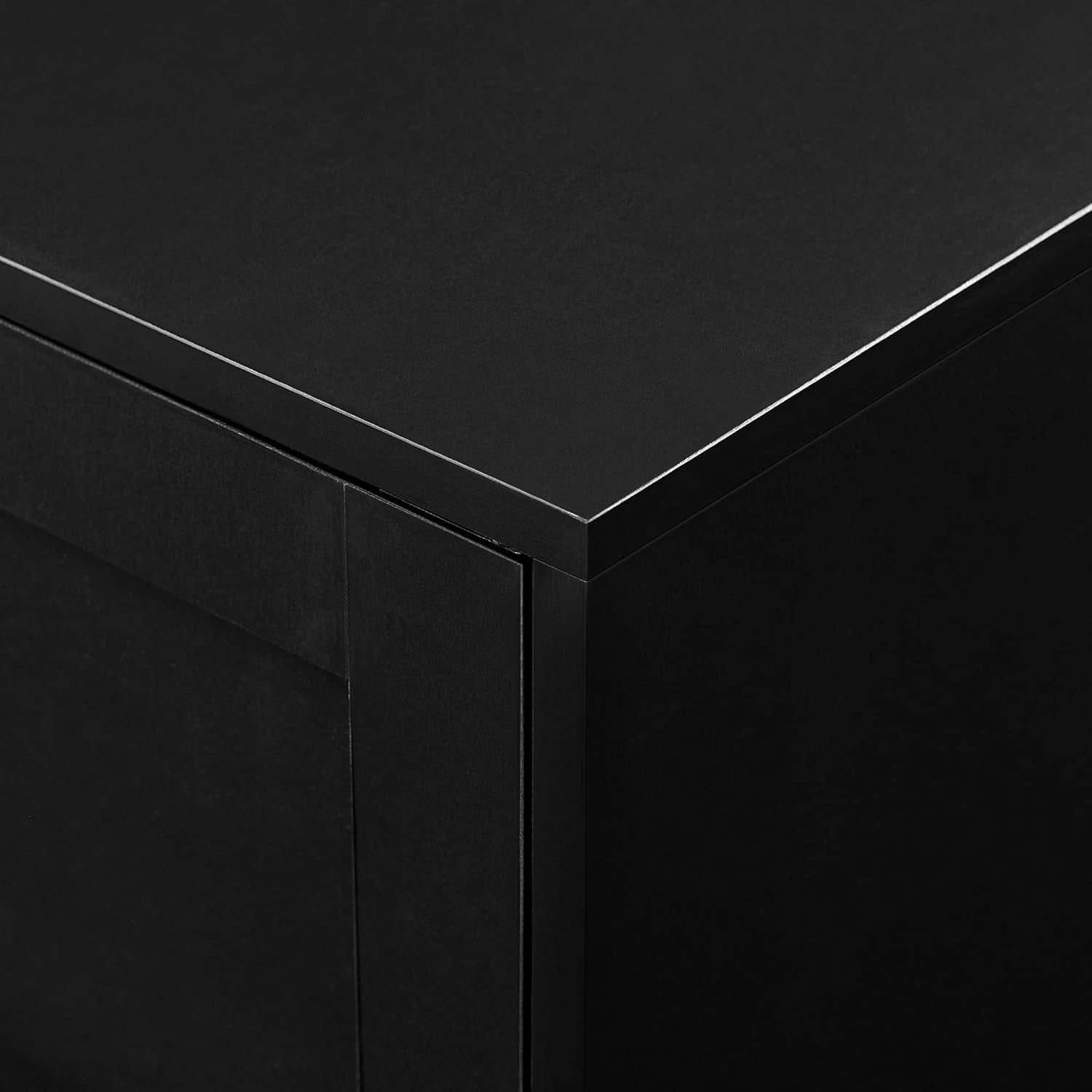 Tage Modern Pull-Open Door Low TV Stand for Tvs up to 65 Inches, 58 Inch, Solid Black