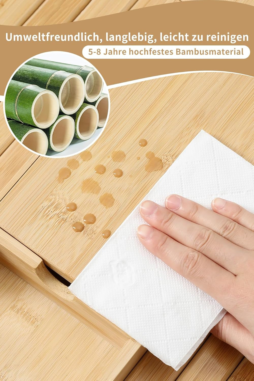 Sofa Arm Tray, Bamboo Large Couch Cup Holder with Hidden Storage, Sofa Armrest Tray Portable Anti-Spill Beverage Snack Remote Holder