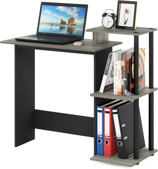 EFFICIENT Desk, Gaming Desk, with 3 Open Side Shelves, Laptop Notebook Computer Desk,Office Desk for Home Office, Study Room, Dorm, French Oak