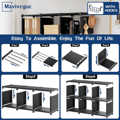 Bookcase, 18-Cube Extra Large Book Shelf, DIY Cube Storage Organizer for Bedroom, Living Room, Home Office - Black