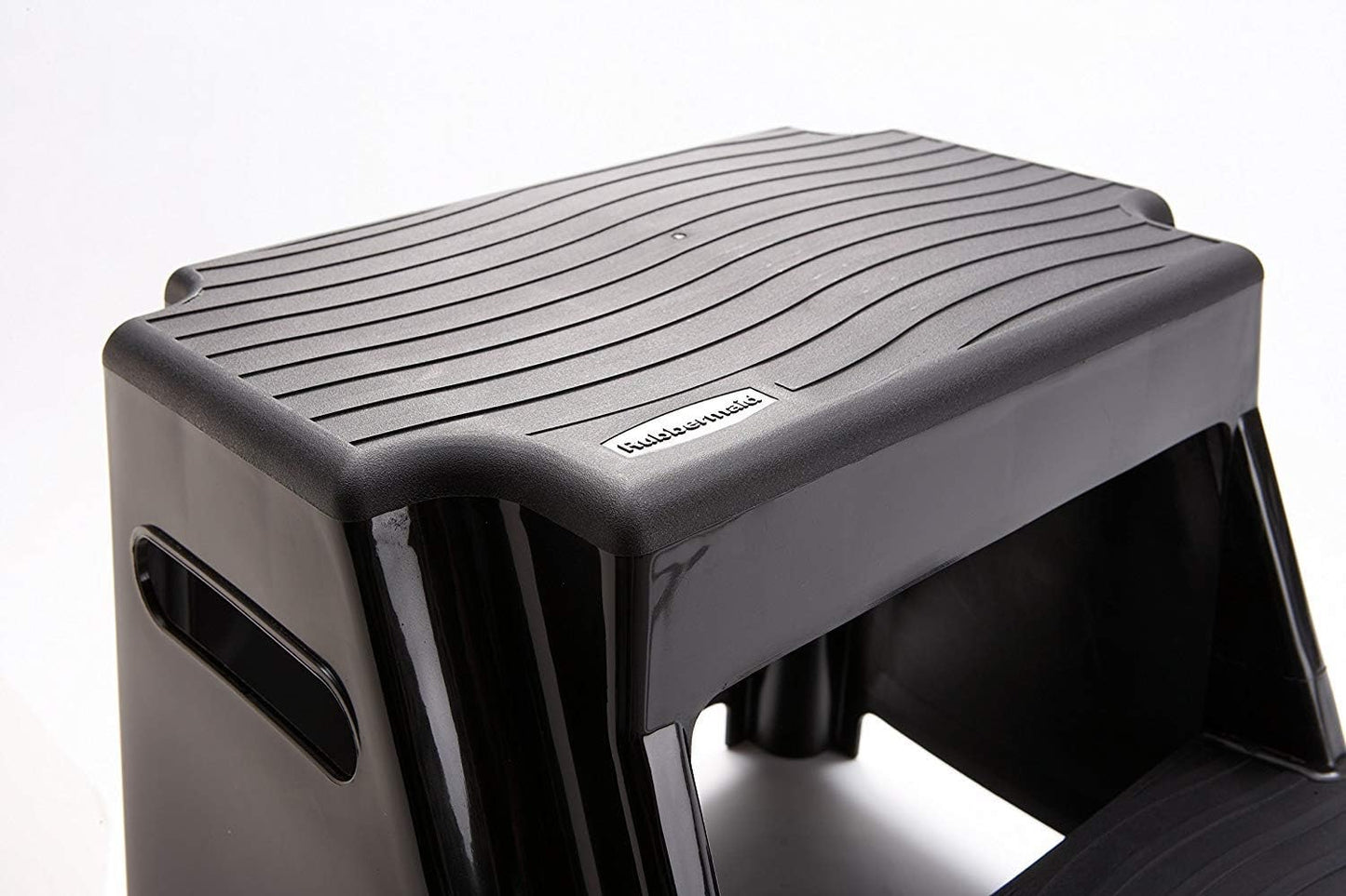 2-Step Molded Plastic Step Stool, Lightweight with Slip Resistant Treads and Non-Slip Feet, Black (Amazon Exclusive)