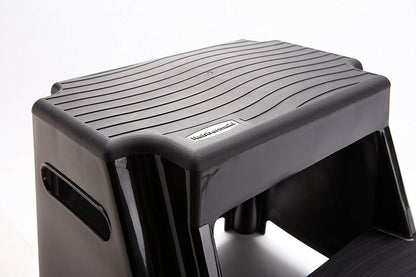 2-Step Molded Plastic Step Stool, Lightweight with Slip Resistant Treads and Non-Slip Feet, Black (Amazon Exclusive)