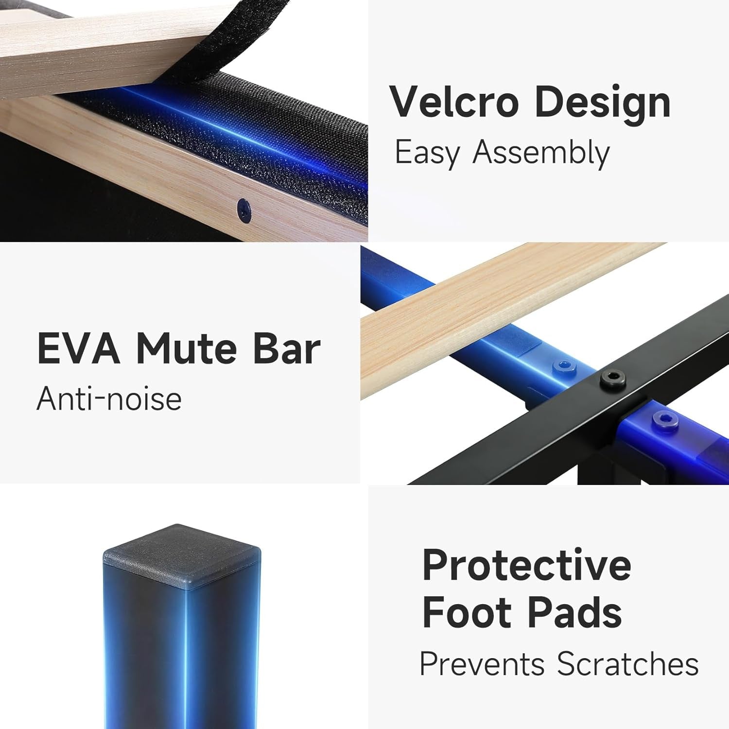 Queen Bed Frame with Headboard, Adjustable Upholstered Platform Bed Frame with Type-C&Usb Ports, Wingback Storage Headboard, Solid Wood Slats Support, No Box Spring Needed, Dark Gray