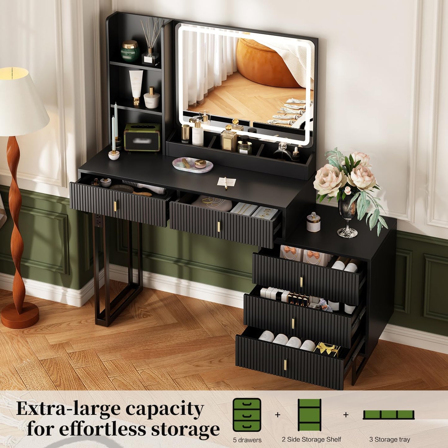 Makeup Vanity Desk with Lights, Vanities VT-89012