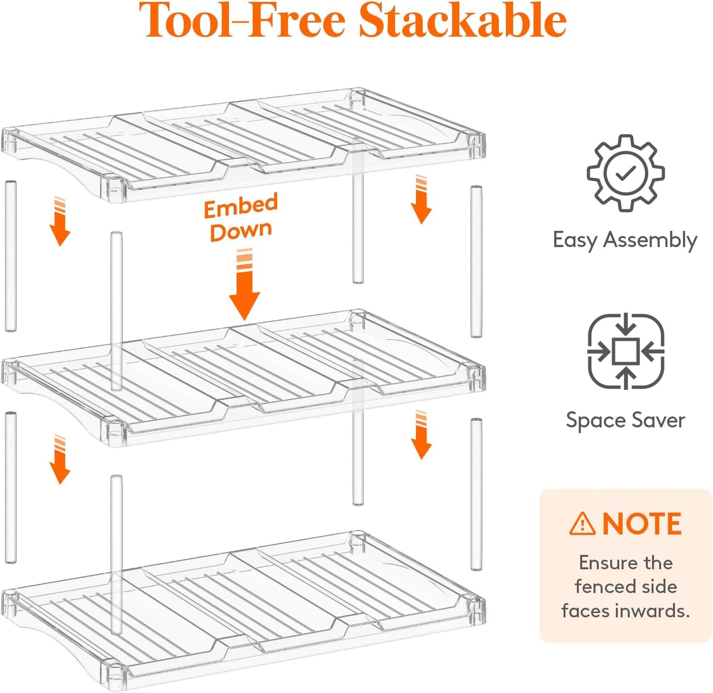 Stackable Water Bottle Storage Organizer, Clear Freestanding Wine Bottle Holder for Cabinet, Tumbler Cup Organizer, Plastic Large Compartment Wine Rack for Fridge Cellar, 3Tier Hold 9