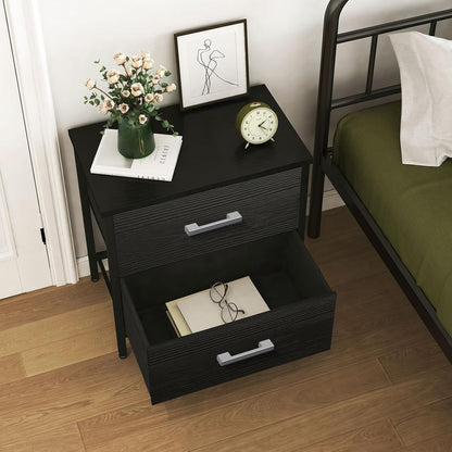 Bedroom Sets Nightstand Set 3 Piece Black with 6 Fabric Drawers Modern