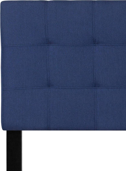 Bedford Box Stitch Tufted Upholstered Queen Size Headboard in Navy Fabric