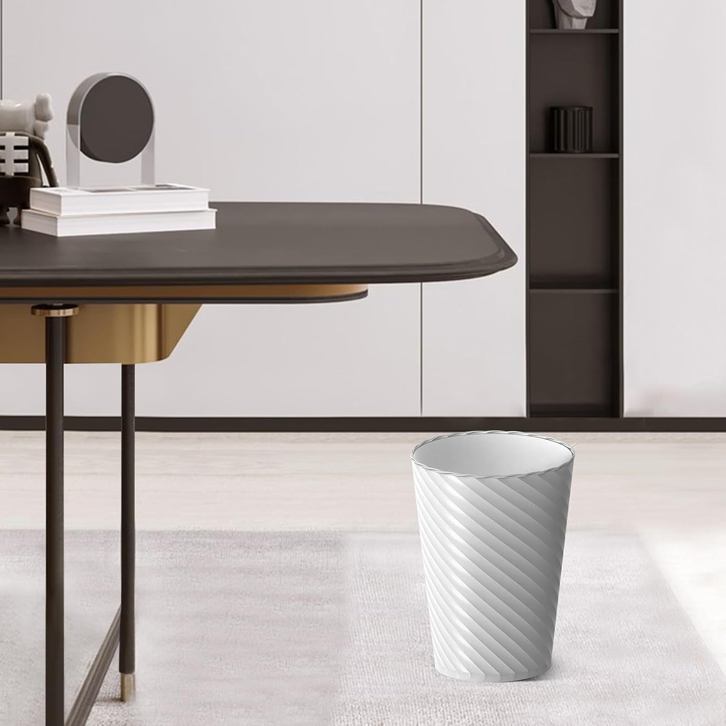 Bathroom Trash Can, 3 Pack 1.8 Gallons Small Trash Can with Trash Bags, Bathroom Garbage Can, Plastic Trash Bin, round Waste Basket for Living Room, Bedroom, Office, Kitchen, Compact Space (White)