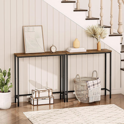 Narrow Console Table, 29.5" Small Entryway Table, Thin Sofa Side Display Table, for Hallway, Bedroom, Living Room, Foyer, Rustic Brown and Black BF75XG01