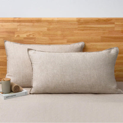 100% French Linen Pillow Cases King Size Set of 2, Luxury Washed Flax Pillow Covers with Zipper Closure - Breathable & Cooling for Hot Sleepers,20X36 Inches, Natural Linen