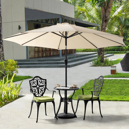 Outdoor 3-Piece Bistro Set with Cushions, round 24 Inch Cast Aluminum Bistro Table with 2.17" Umbrella Hole, 2 Cast Aluminum Bistro Chairs, for Patio, Garden, Backyard and Balcony, Black