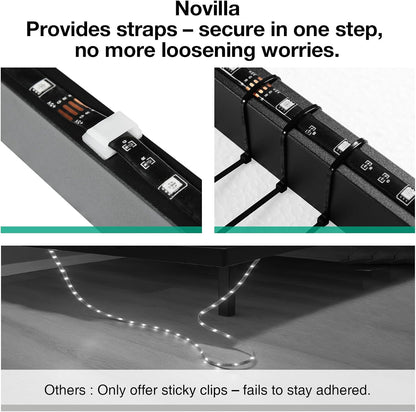 Floating Bed Frame with LED Lights, Modern Platform Full Size Bed Frame with Mattress Slide Stopper, Easy Assembly, No Box Spring Needed, Noise Free