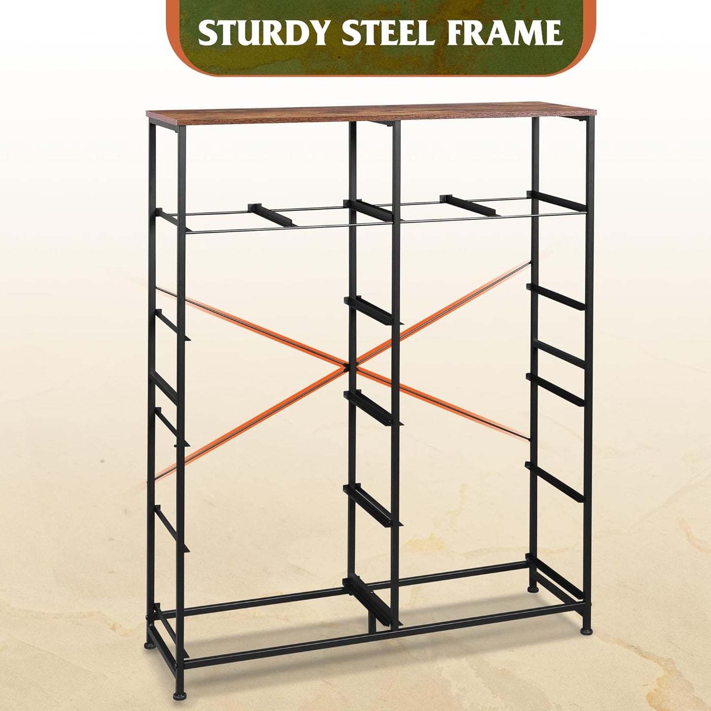 Tall Console Table with 12 Fabric Drawers, Tall Storage Organizer with Wood Top, Entryway Table with Storage, Steel Frame for Living Room, Hallway, Office, Rustic Brown