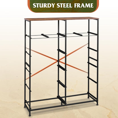 Tall Console Table with 12 Fabric Drawers, Tall Storage Organizer with Wood Top, Entryway Table with Storage, Steel Frame for Living Room, Hallway, Office, Rustic Brown