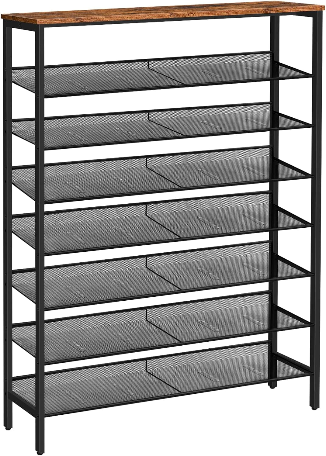 Shoe Rack for Entryway, 8-Tier Shoe Shelf, Large Capacity Shoe Storage Organizer for 32-40 Pairs of Shoes, Front Door Entrance, Hallway, Closet, Space Saver, Rustic Brown and Black BF118XJ01
