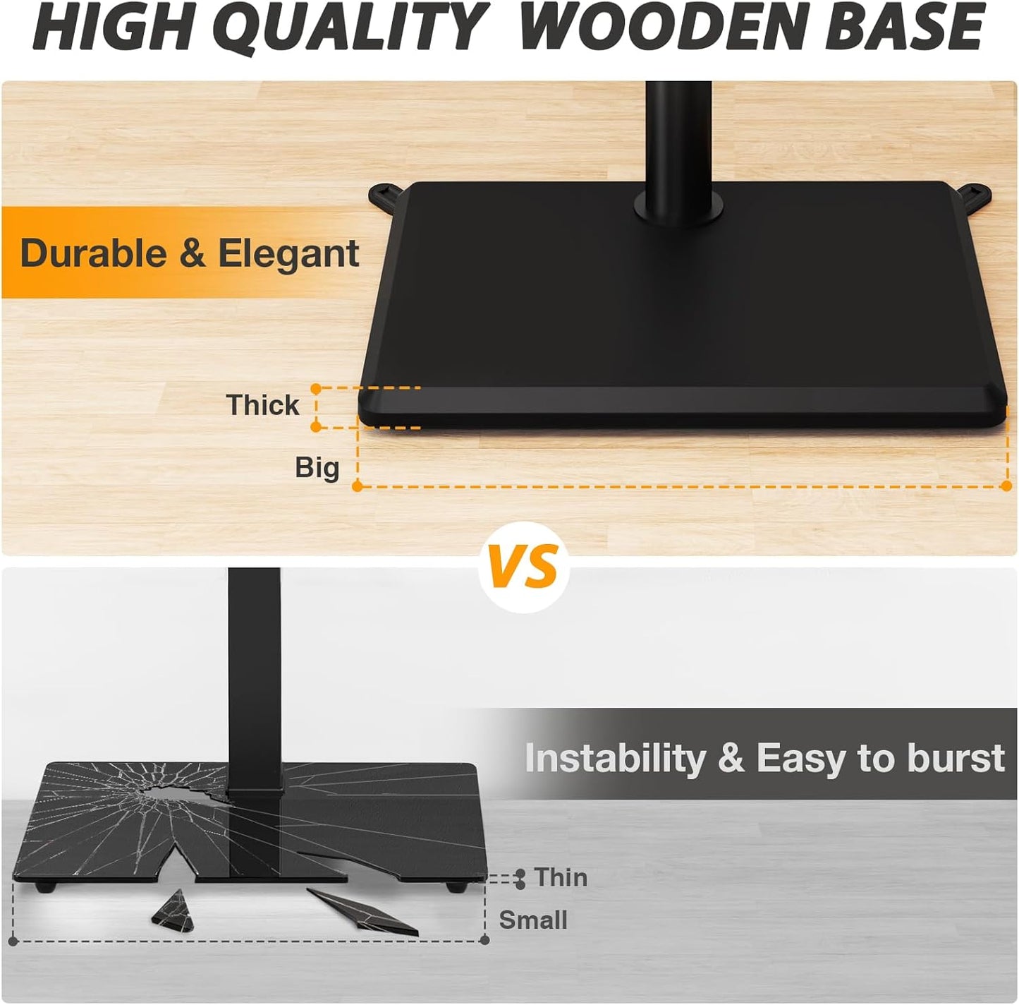 Floor TV Stand with Power Outlet, TV Mount Stand for 32-60 Inch Tvs up to 88 Lbs, Swivel TV Stand Mount with Height Adjustment and Safety Wood Base for Office, Corner, Max VESA 400X400Mm