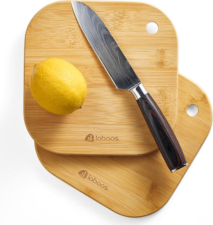 Home Mini Cutting Board Small Fruit Cutting Board Solid Bamboo Wood Board for Baby Infant Dormitoryｉset of 2