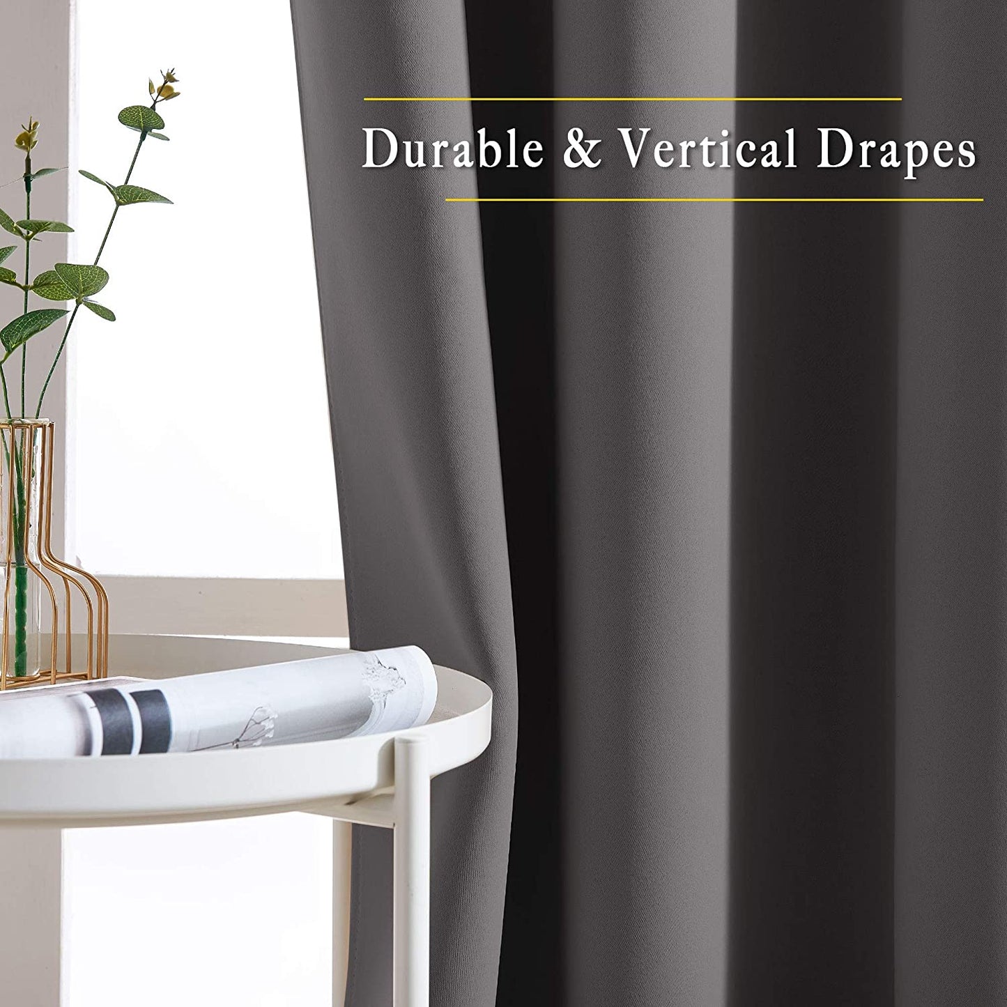 Gray Blackout Curtains for Bedroom 84 Inches Long - Thermal Drapes Grommet Room Darkening Light Blocking Curtains Window Treatments for Living Room (2 Panels, W52 X L84, Grey)