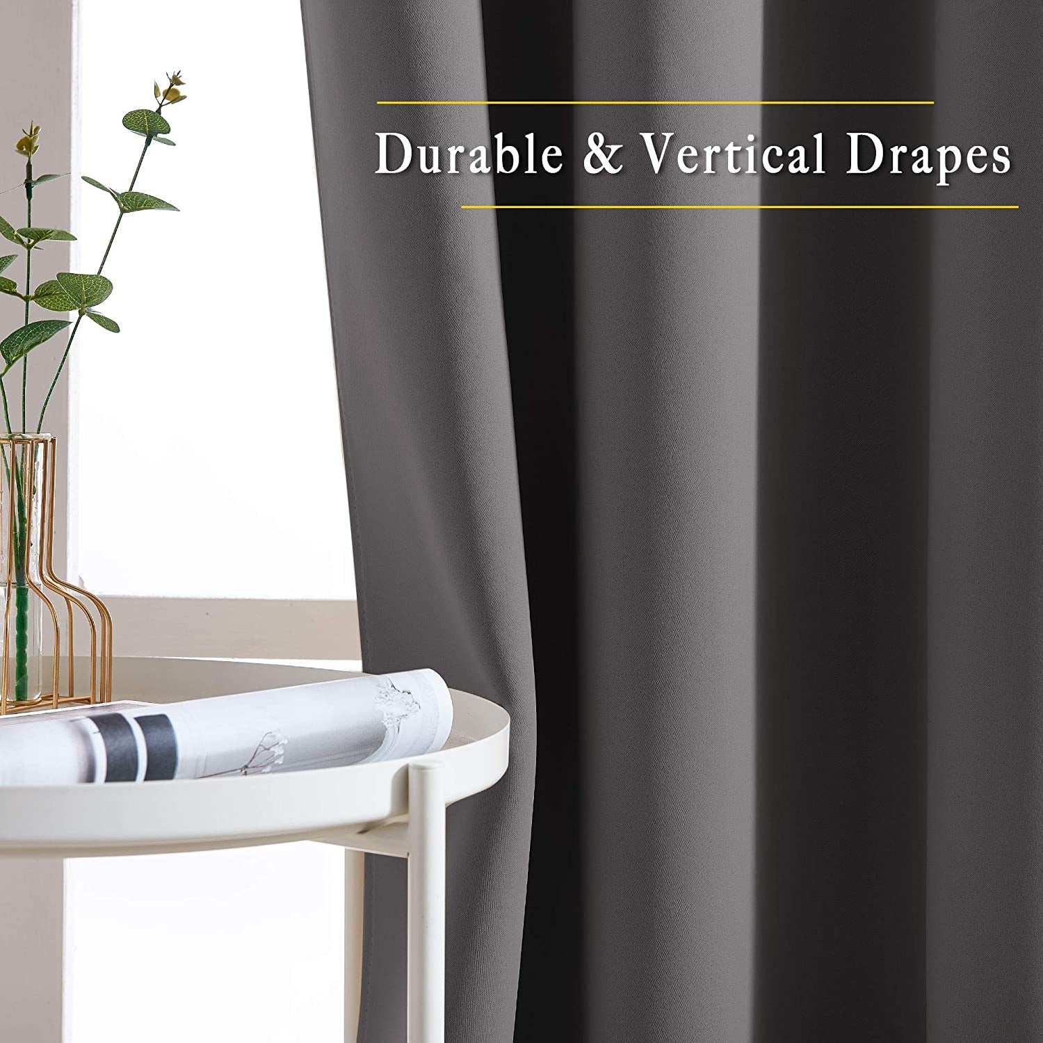 Gray Blackout Curtains for Bedroom 84 Inches Long - Thermal Drapes Grommet Room Darkening Light Blocking Curtains Window Treatments for Living Room (2 Panels, W52 X L84, Grey)
