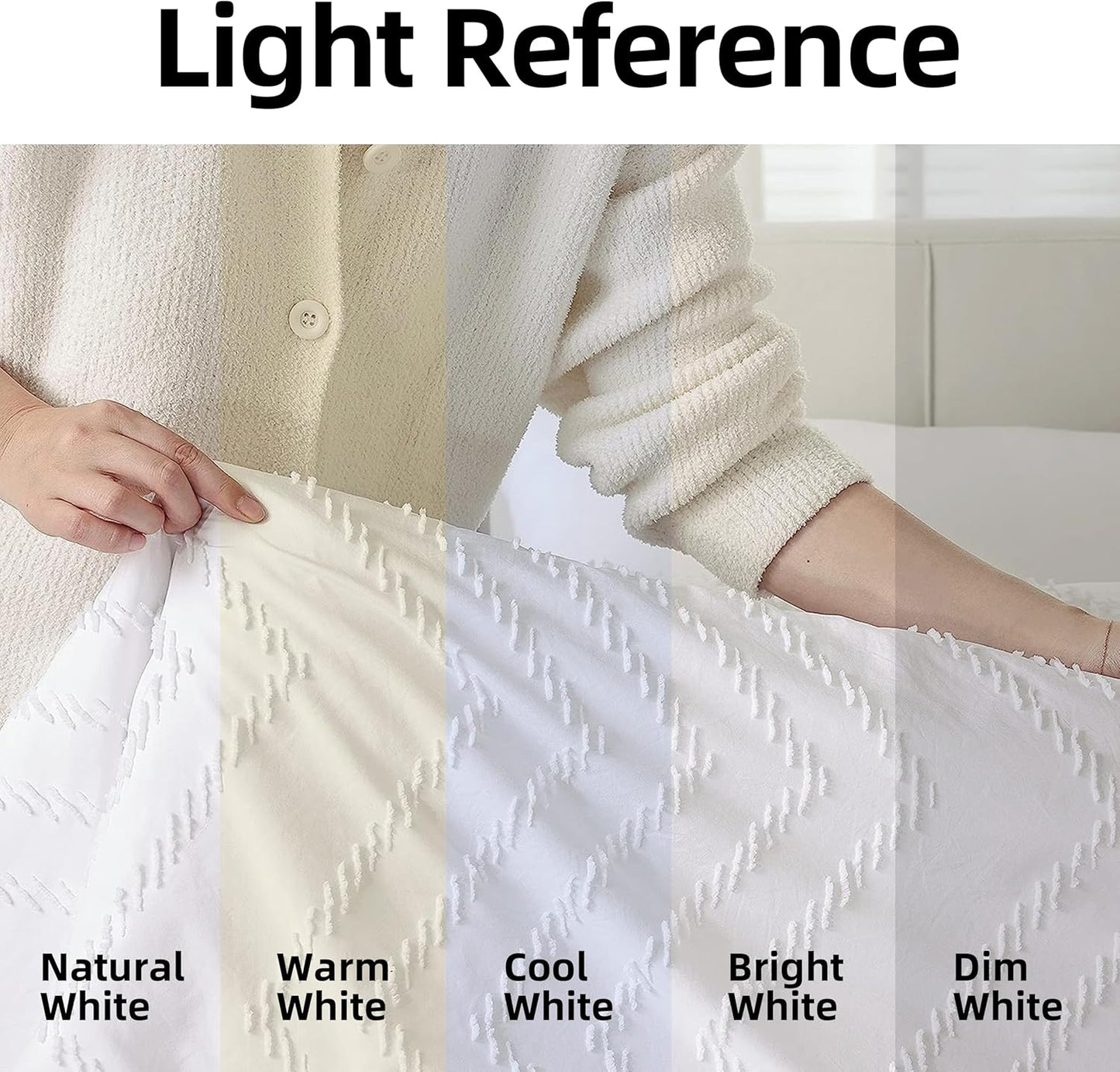 White Comforter Queen Size 3Pcs, Boho Chevron Queen White Farmhouse Bedding Sets, Vertical Tufted Lightweight Neutral Boho Bed Set (1 Comforter, 2 Pillowcases)