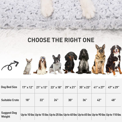 Washable Dog Bed Deluxe Plush Dog Crate Beds Comfy Kennel Pad Anti-Slip Pet Sleeping Mat for Large, Jumbo, Medium, Small Dogs Breeds, 41" X 27", Gray