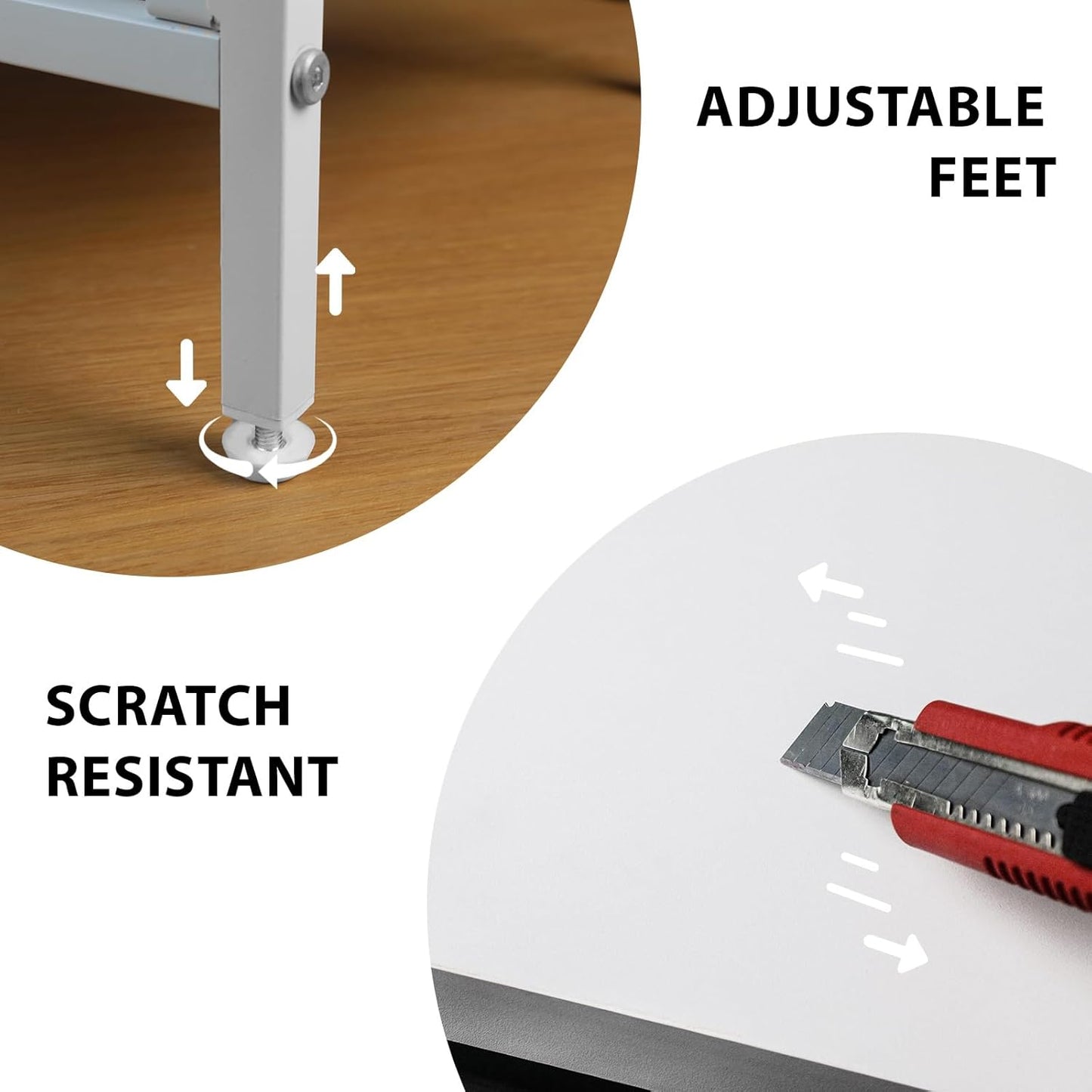 White Night Stand with Drawers, LED Bedside Table with Open Shelf, Nightstand with PU Leather Finish Drawers, Small End Table for Bedroom, Living Room, 23.8''H