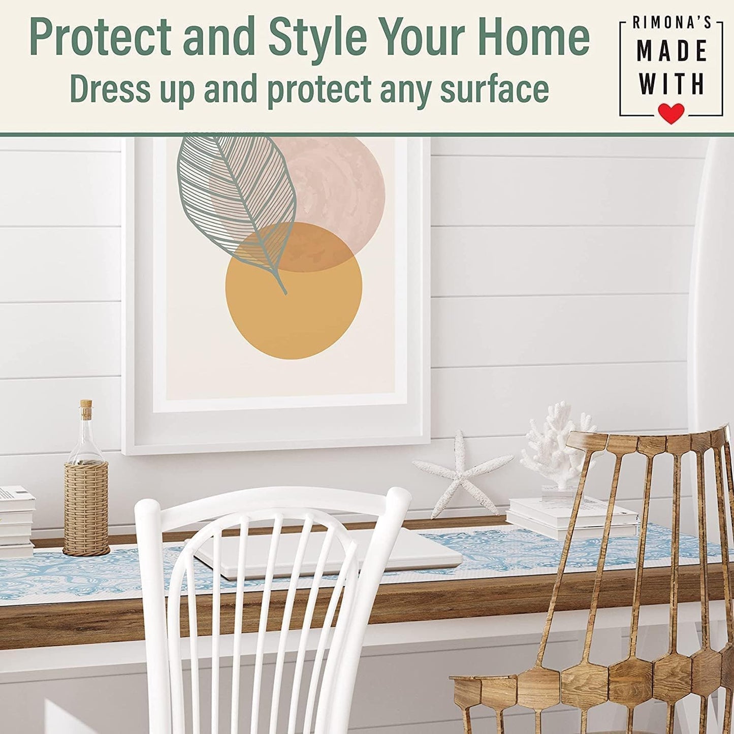 Thermo Heat Resistant Table Runner and Trivet for Hot Dishes - Waterproof Hot Plates to Protect Table and Countertop - Kitchen & Dining 350F Heat Protector 40" - White Golden Marble