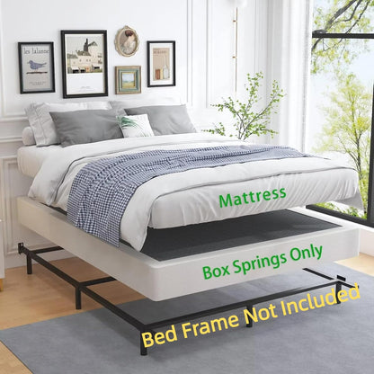 7 Inch Heavy Duty Metal Box Spring Mattress Foundation 3000Lbs Max Weight Capacity/Non-Slip/No Noise/Easy Assembly/Easy Clean Cover,King