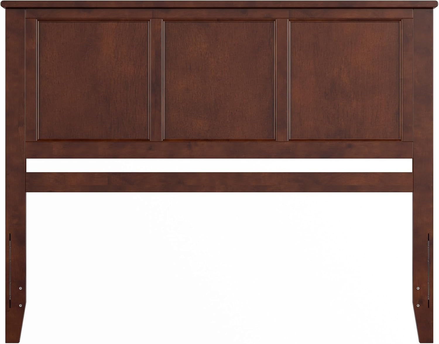 , Madison Queen Solid Wood Panel Headboard with Attachable Charger, Walnut