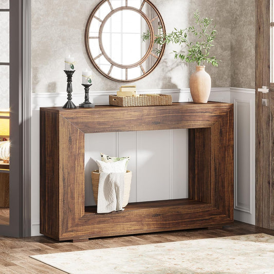 Farmhouse Console Table, 47 Inches Entryway Console Table with Storage, Industrial Hallway Accent Table for Living Room, Entrance