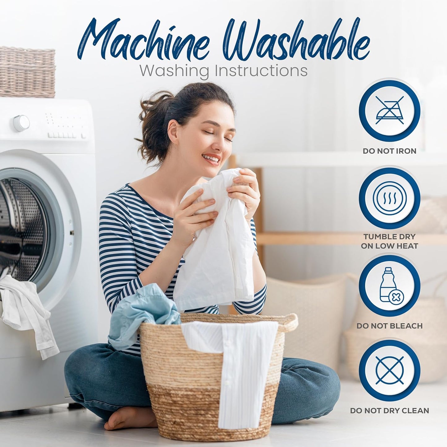 Set of 4 Waterproof Pillow Protectors with Zipper Queen Size (White), Ultra Soft Pillow Covers, Bed Bug and Dust Mite Proof Pillow Encasements, Moisture Wicking Pillow Cases