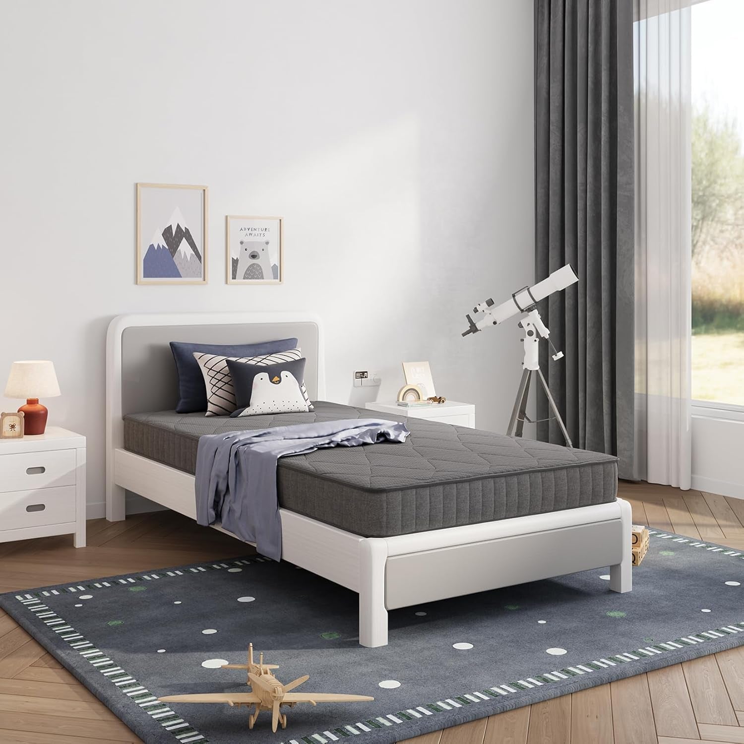 Twin Mattress, 6 Inch Twin Size Mattress in a Box for Kids, Medium Firm Hybrid Mattresses with Bonnell Spring and Gel Memory Foam for Cool Night Sleep & Pressure Relief, Certipur-Us Certified