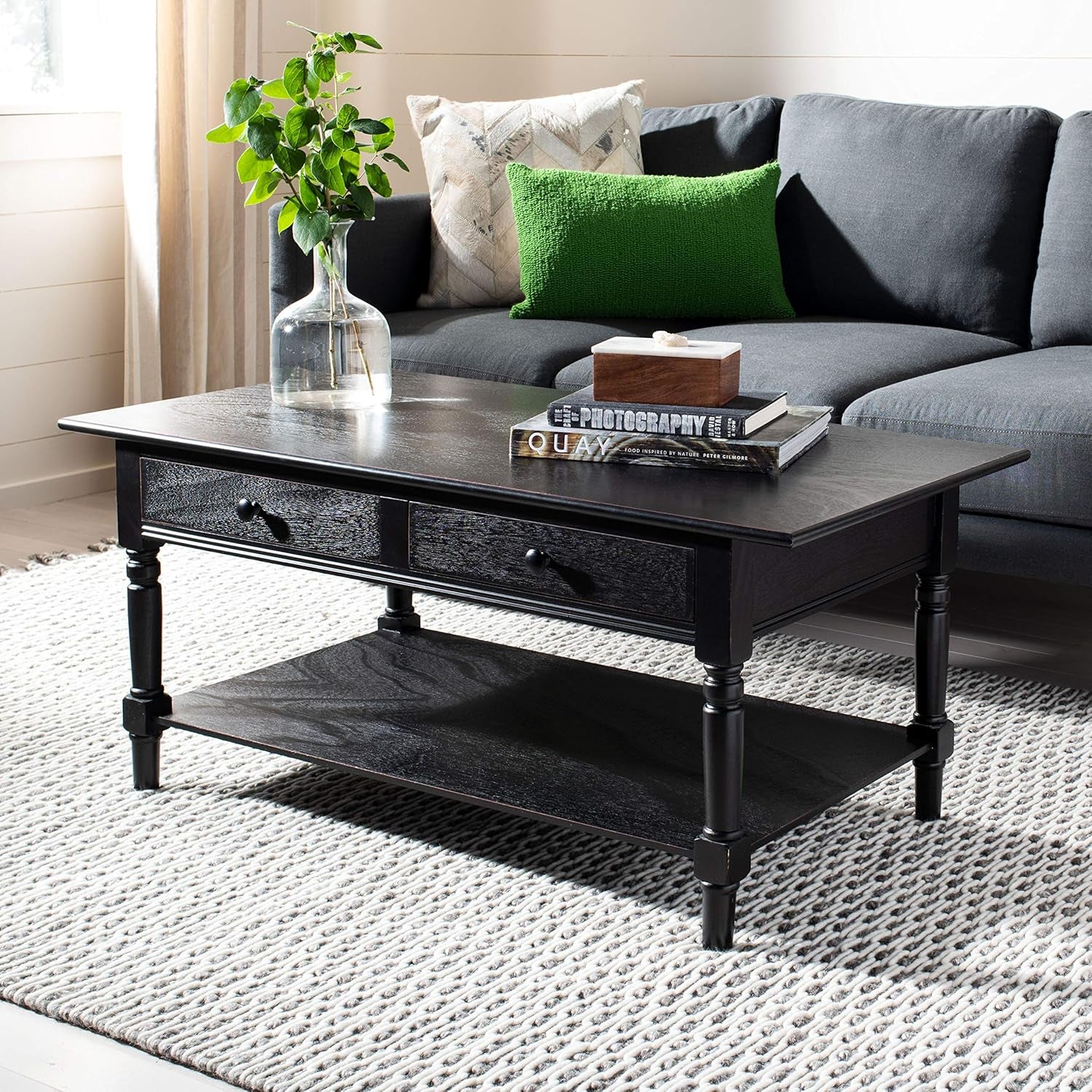 Home Collection Boris Distressed Black Coffee Table