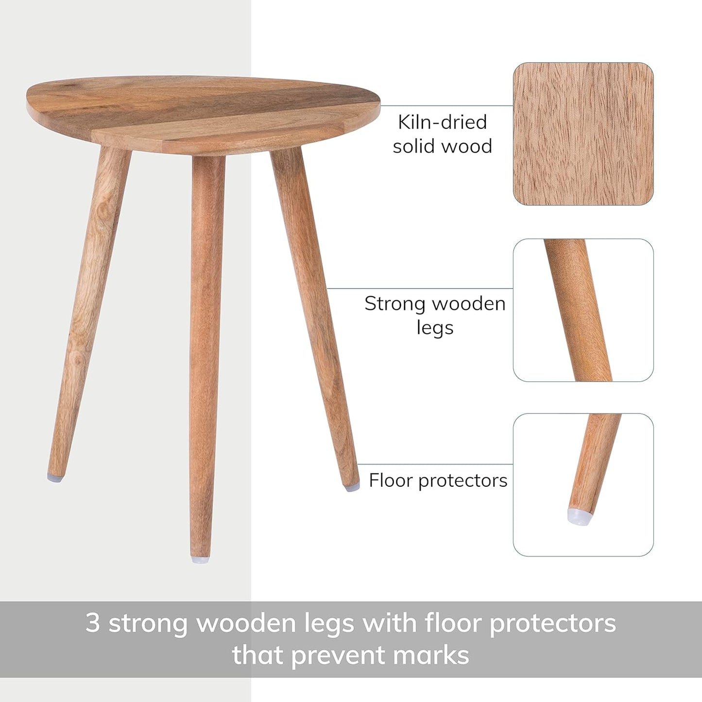 Bond Wooden Triangle End Table - Exclusively Designed Modern Small Side Table. Hand Crafted - Wooden Side Table - Contemporary Design for Small End Tables for Bedroom and Living Room
