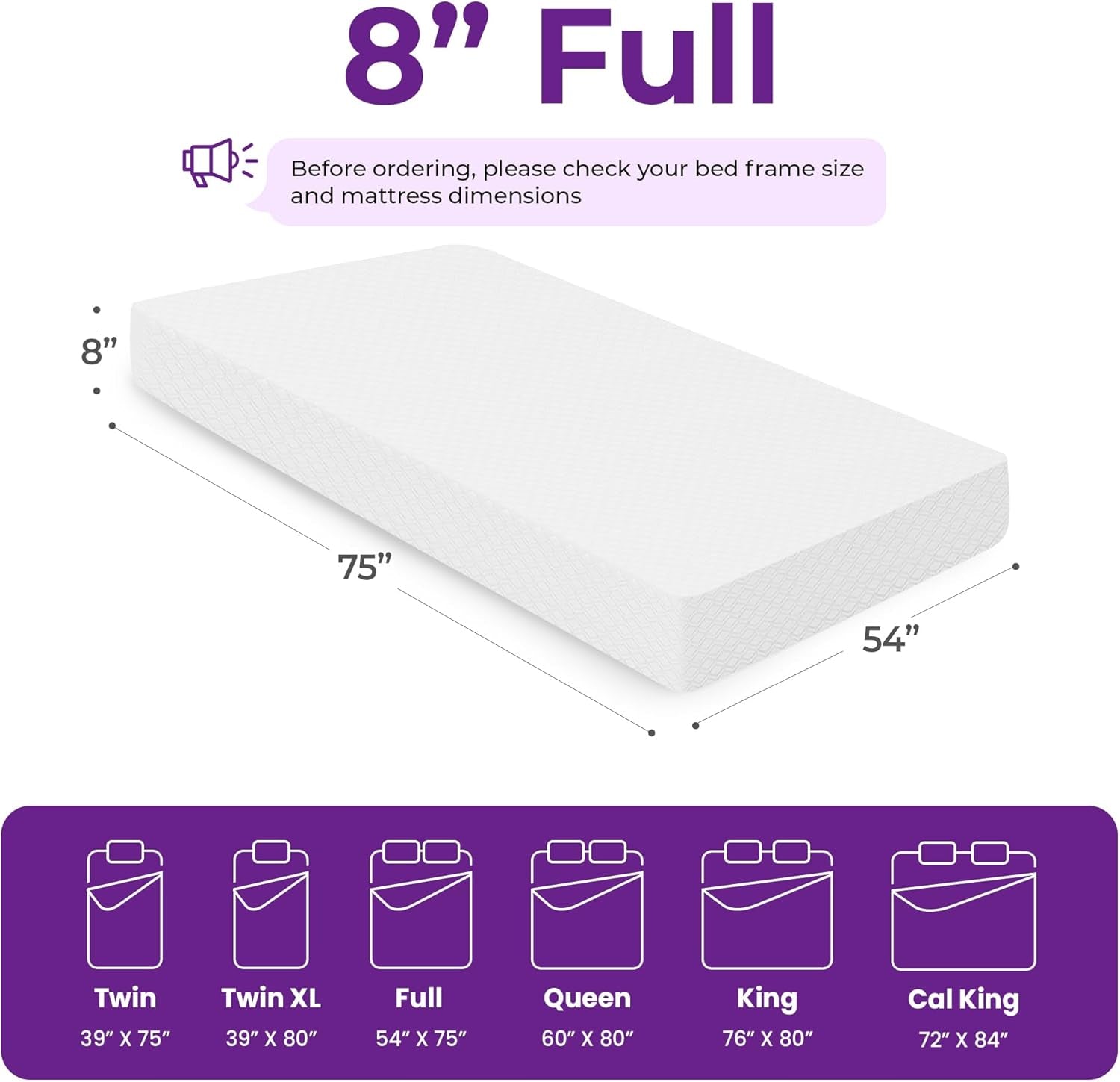 8 Inch Full Cooling Gel Memory Foam Mattress for Cool Sleep Medium Firm Certipur-Us Certified Foam, Mattress in a Box Pressure Relief Removable Cover No Fiberglass (Full, 8 In)