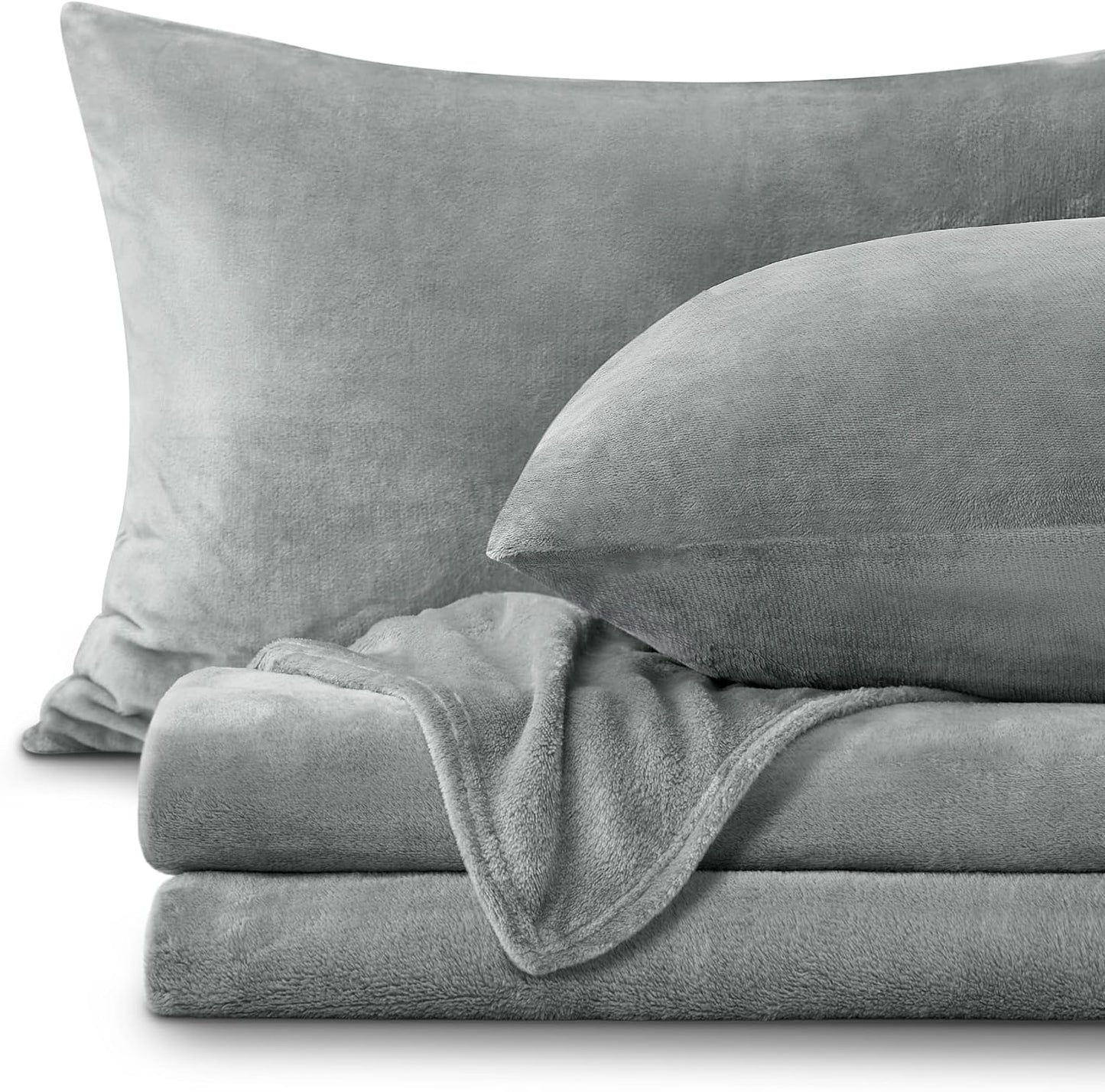 Fleece Sheets Queen Size Bed Set, Super Soft and Warm Fuzzy Plush Queen Sheet Set 4 Piece for Winter Gift & Decor , Includes 1 Deep Pocket Fitted Sheet, 1 Flat Sheet and 2 Pillowcases (Grey)