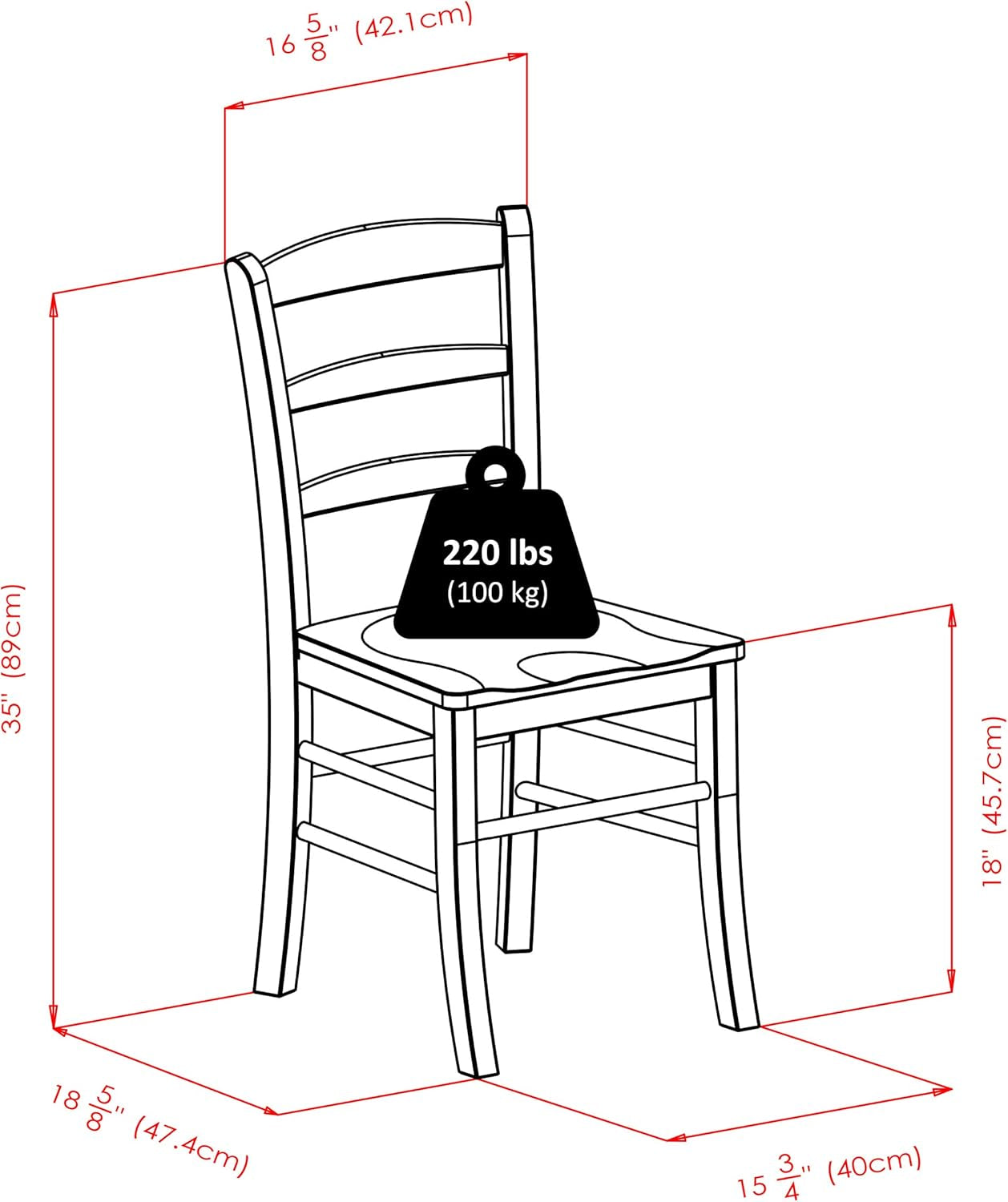 Benjamin Ladder Back Chair, Walnut, Set of 2